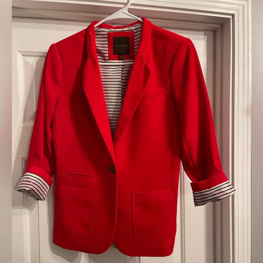 The Limited Red Polyester Blazer Size XS